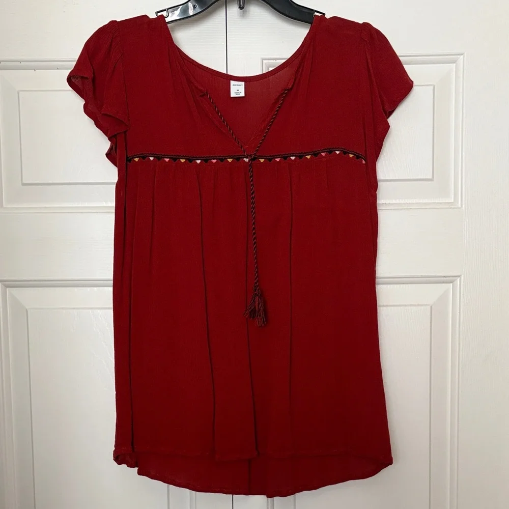 Old Navy reddish/burnt orange Blouse with Tassel Accent